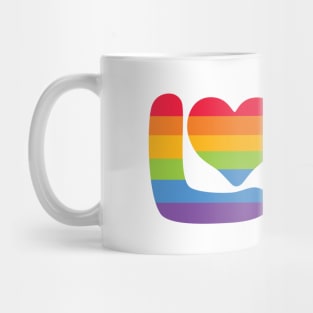 LOVE - Pride - Rainbow Heart & Peace Sign Mug